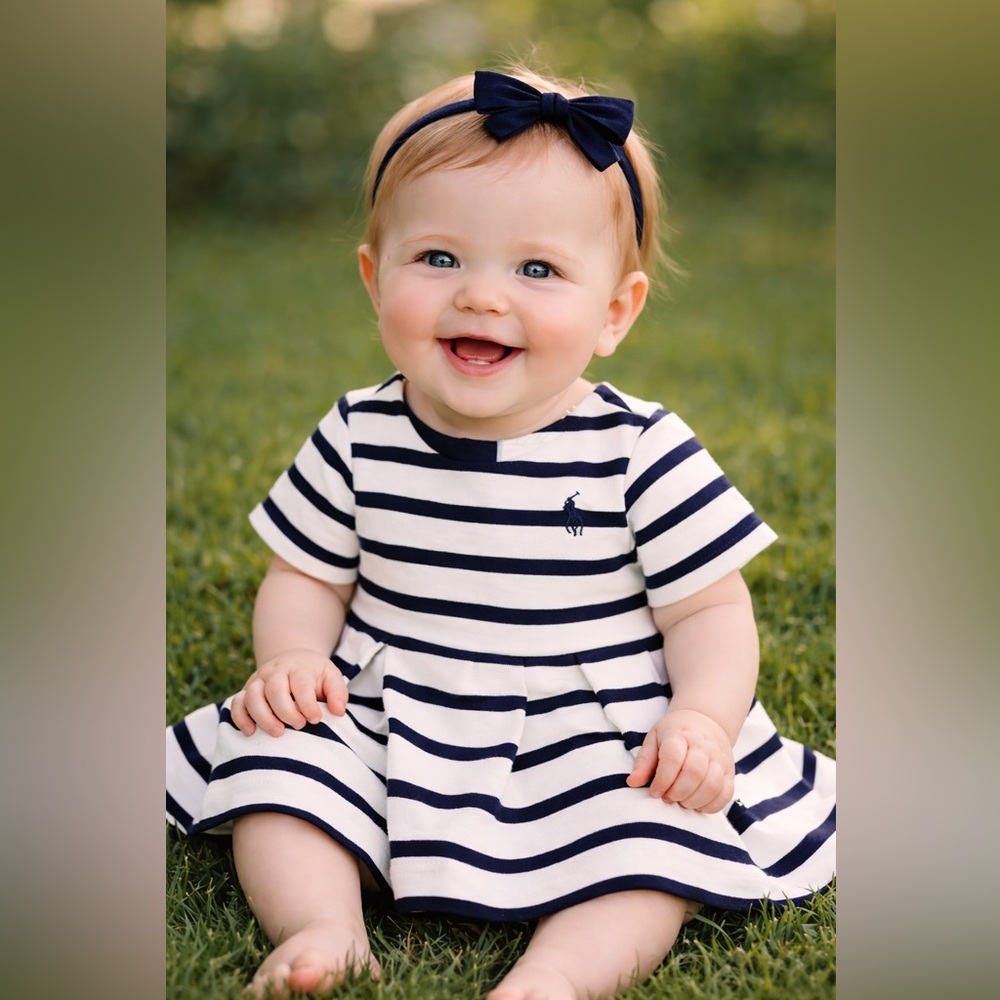 Ralph Lauren Navy and White Striped Dress